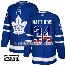 Toronto Maple Leafs Trikot Auston Matthews 34 Adidas 2017-2018 Blau USA Flag Fashion Authentic - Kinder